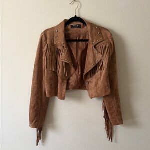 Chic Tan Suede Fringe Jacket